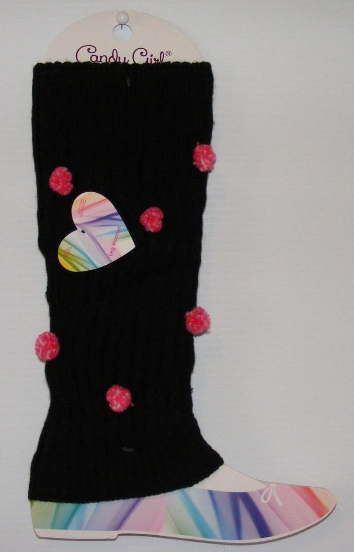 Leg Warmer Black Color Pink Pom Poms Candy Girl