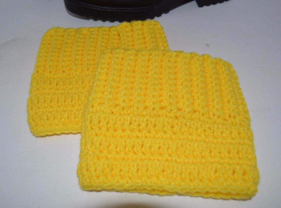 Ladies Boot Cuffs Handmade Crochet Boot Socks Yellow  (5986)