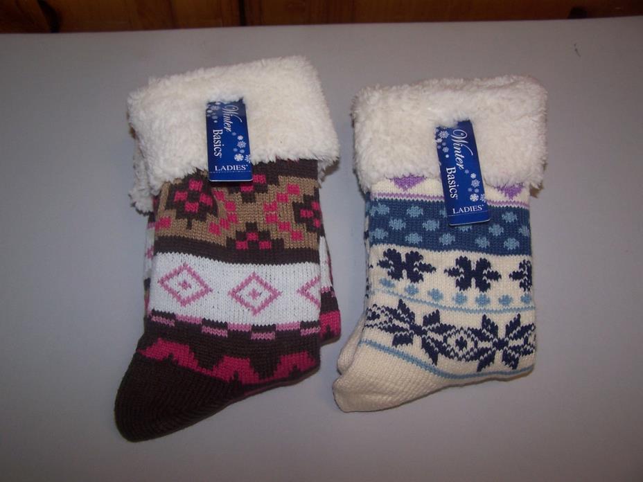 Winter Basics Ladies Socks Lot Of 2 ONE SIZE FITS ALL