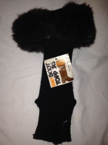 NWT Vintage Black Faux Fur Knit Boot Toppers O/S
