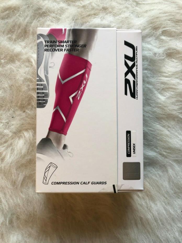 2XU Compression Performance Calf Guard Pink Silver Elite Running Sz Medium