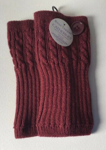 Catherine’s Boot Cuffs Plus Size  Leg Warmer Burgundy Red Cable Knit NWT