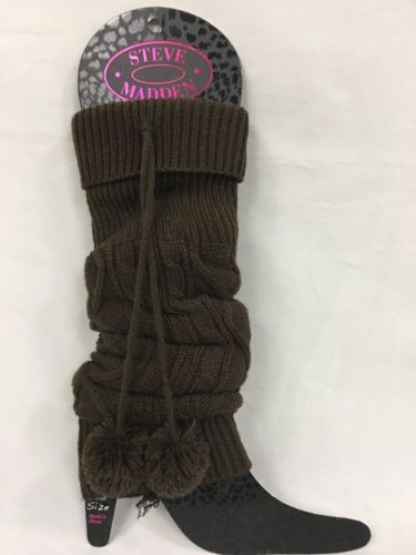 Steve Madden Women's Boot Toppers Leg Warmers Cable Knit Brown One Size