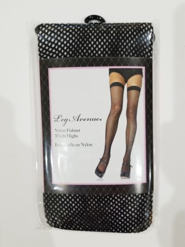 Leg Avenue Nylon Fishnet Thigh Highs NEW!!! One Size WT:90-160 Black Diamond