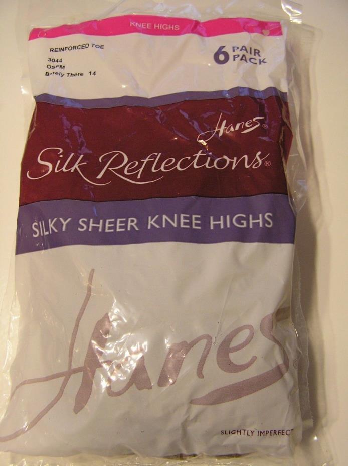 Hanes Silk Reflections Silky Sheer Knee Highs, Barely There - 6 pair pack !!!