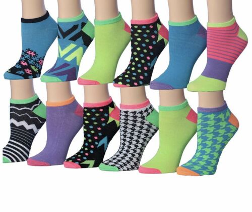 Women’s No Show Socks/Low-Pack of 12 NEW Multi Colors & Patterns Soft Size 9-11