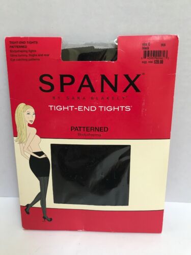 SPANX Bodyshaping Patterned Houndstooth Tight-End Tights Black Size C Hosiery