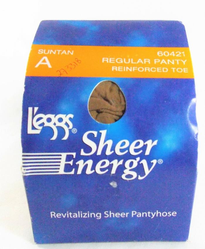 One Pair Leggs Sheer Energy #64021 Reg Pantyhose Reinforce Toe Sz A Suntan