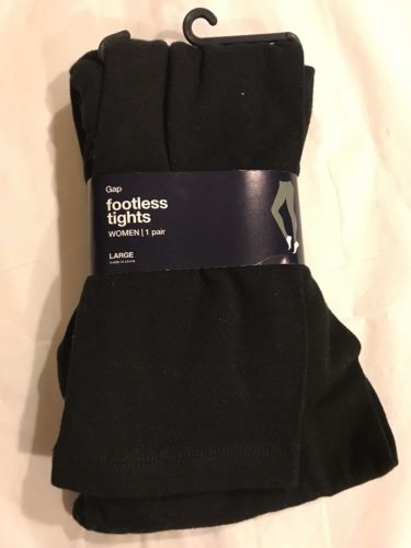 Gap Women's Cotton Footless Black Opaque Tights, Size  large -NEW