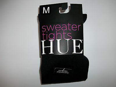 HUE 1 Pair Solid Black Brushed Lined Sweater TIGHTS Womens MEDIUM NEW
