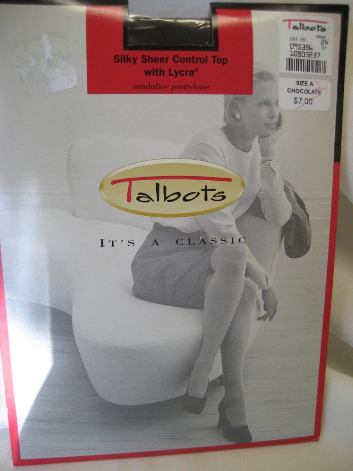 NIB TALBOTS SILKY SHEER CONTROL TOP SANDALTOE PANTYHOSE HOSIERY CHOCOLATE SIZE A