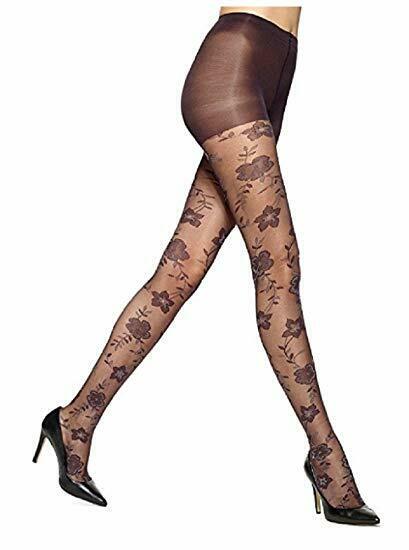 HUE~SIZE 3~Black Pansy Control Top Sheer Pantyhose 20251