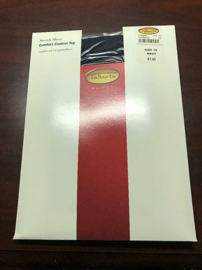 Talbots Comfort Control Top Pantyhose Reinforced toe Size 1 X Navy NEW