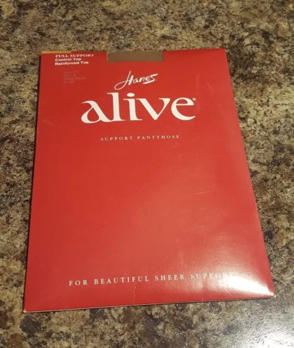 Hanes Alive Full Support Reinforced Toe Barely There Sheer Pantyhose, B #810