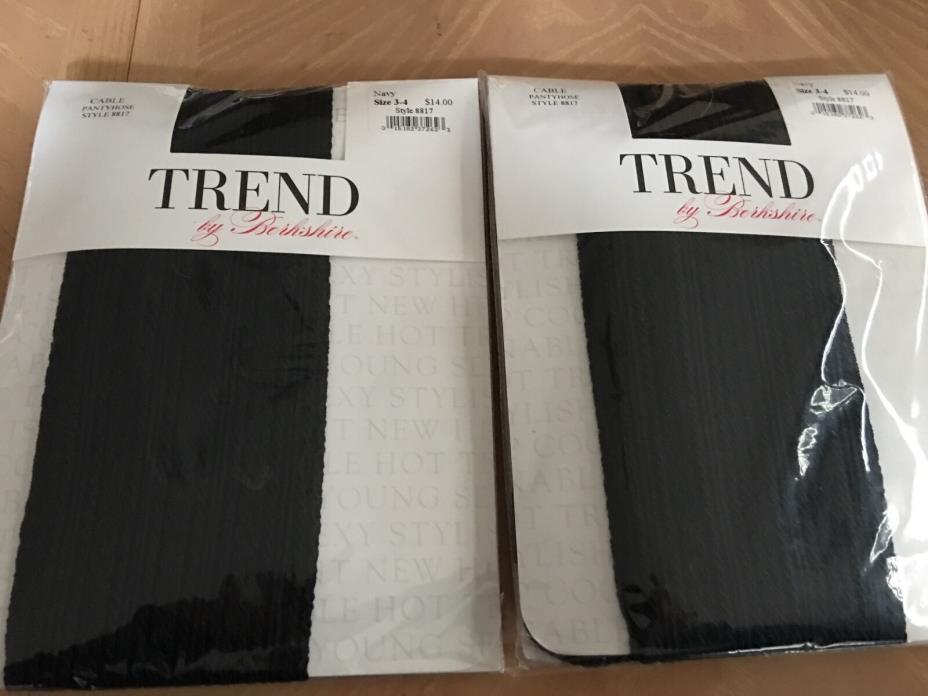 New (2) Trend by Berkshire Navy Cable Pantyhose Size 3-4