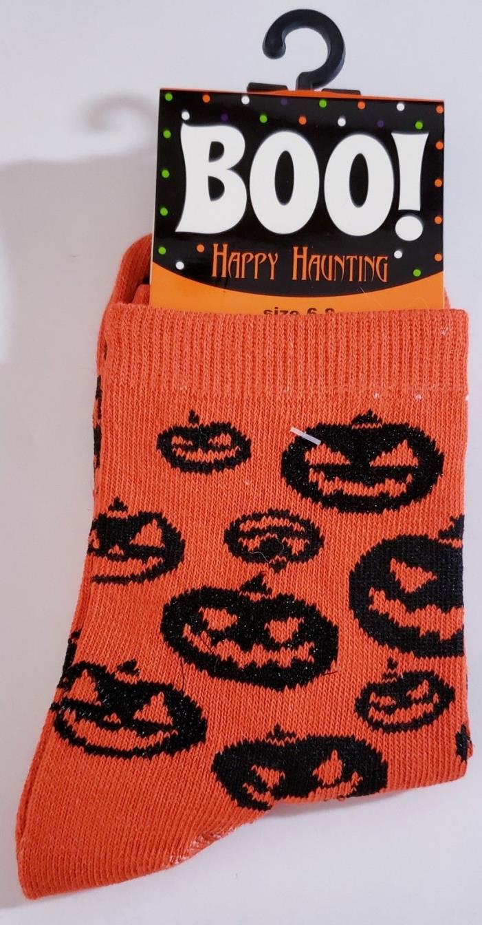Halloween Socks Ladies Size 6-8 and 9-11 (Pumpkin Heads)
