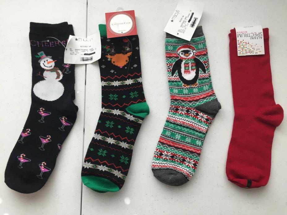 NEW Women's Charter Club/Alfani Christmas/Holiday Crew Socks Size 9-11