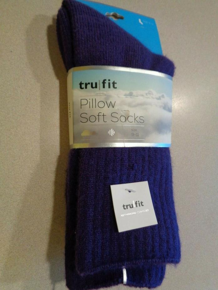 Tru/Fit Pillow Soft Socks Purple Women's Size 9-11 Crew Soft Cushion Comfort NWT
