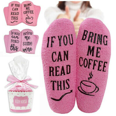 Soft Warm Cotton Socks If You Can Read This Bring Me Some Wines/Coffee Print DEN