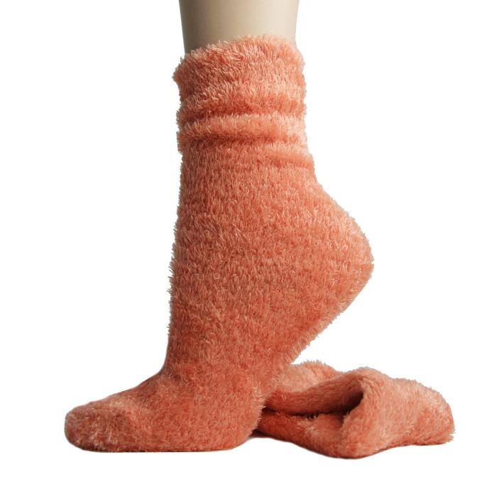 Fuzzy Foot Traffic Microfiber Socks Coral New Women Size 9-11 Furry Fashion