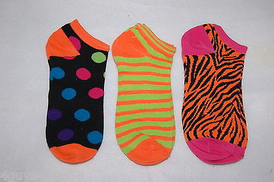 Womens Ankle Socks 3 Pair Lot Fits 4-10 Shoe Size DOTS STRIPE ANIMAL PRINT *