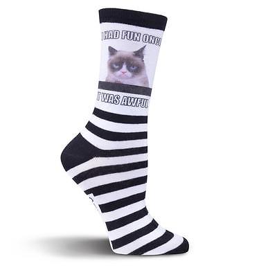 I Had Fun Once K Bell Crew Socks New Women's Size 9-11  Grumpy Cat Fashion