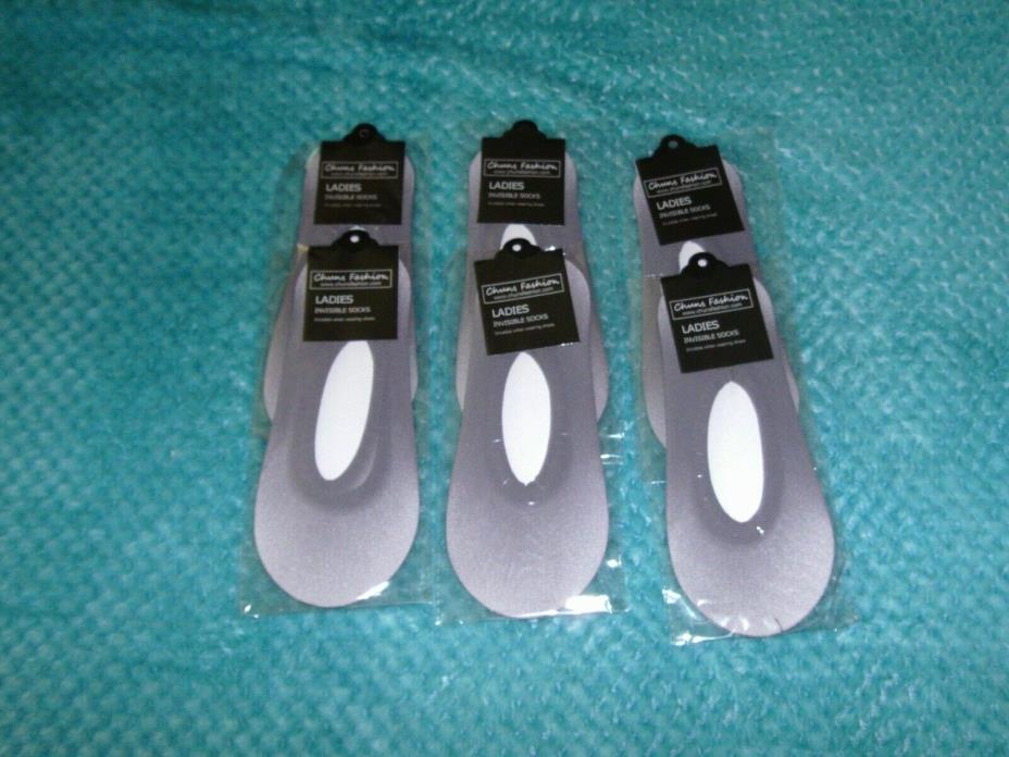 Invisible Low Cut Socks 6 Pair Grey One SZ Fits Most Teens & Adults- Lightweight
