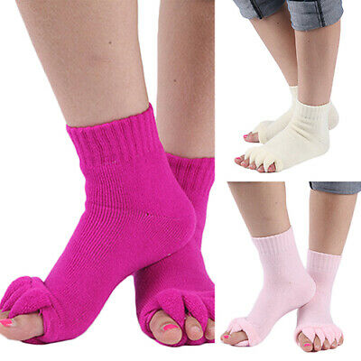 1 Pair Yoga GYM Massage Five Toe Separator Socks Foot Alignment Pain Relief DEN