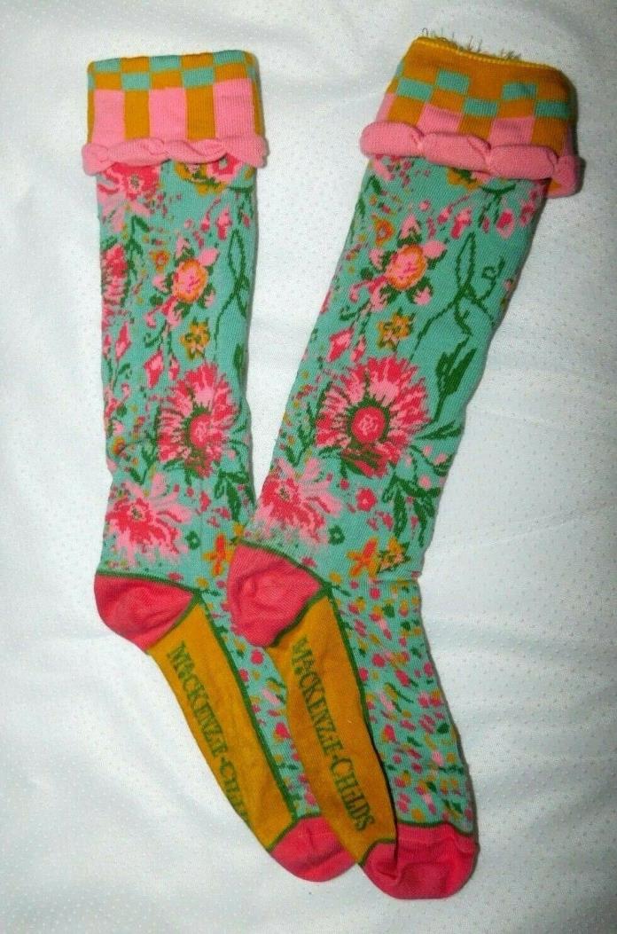 New! MacKenzie Childs Socks Alice's Garden Knee High Women Foot Toes Flower