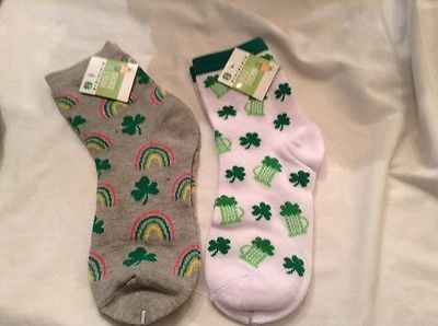 2 pair of ladies or girls saint patricks day socks