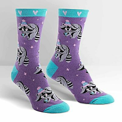 Winter Raccoon Trouser Crew Socks New Women's Size 9-11 Sock It To Me Fashion*