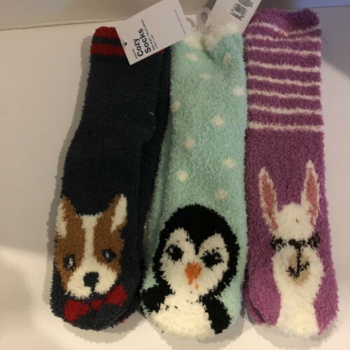 Old Navy Adults Cozy Fuzzy Socks Dog Llama Penguin Fits All New w/ Tags Lot of 3