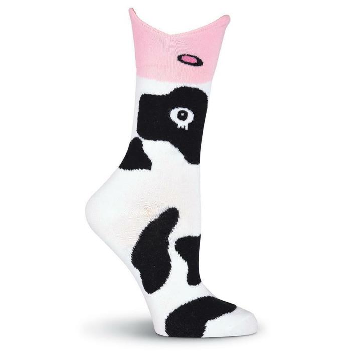 Cow K Bell Trouser Crew Socks New Women Size 9-11 Moo Wide Mouth Fashion