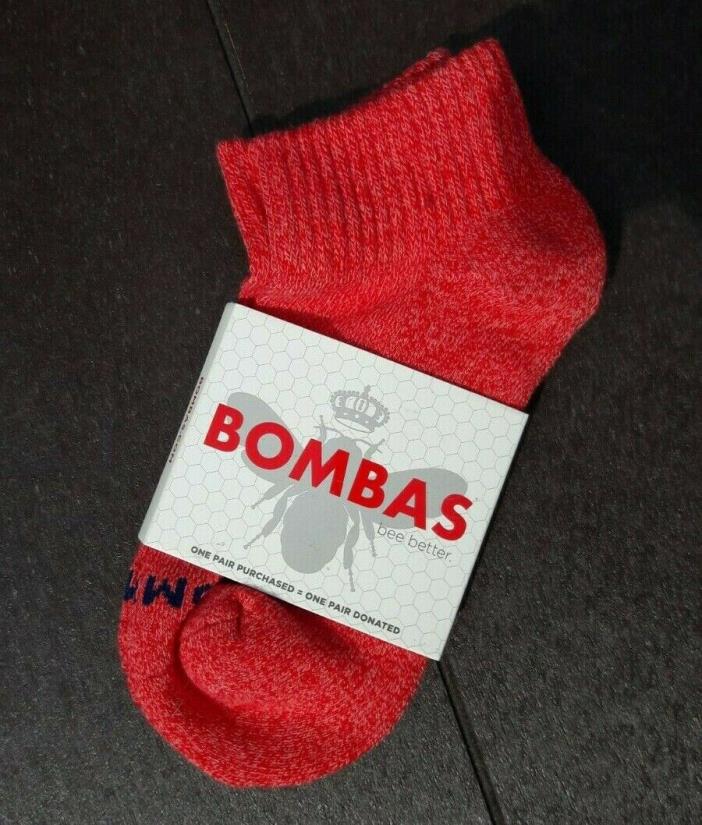 Bombas S Women’s Quarter Socks Pair Small Red Heather New NWT Honeycomb Support