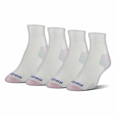 MediPEDS Women's Nanoglide Quarter Socks 4-Pack White Shoe Size 6-10