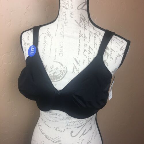 NWT Playtex Bra Size 40D Black Side Stay Added Support U/W Smoother Lined L73