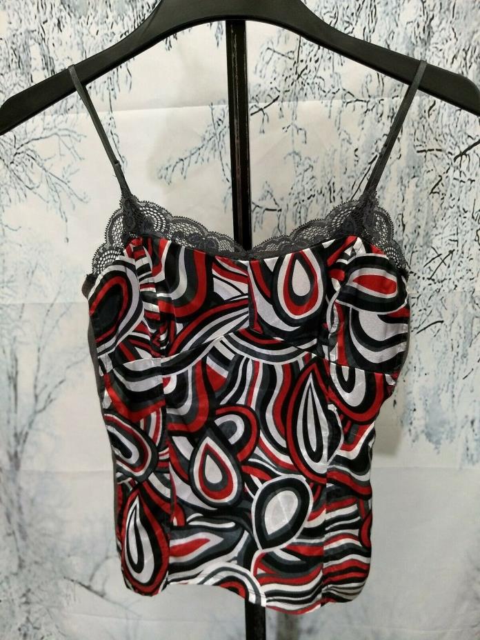 Ann Taylor Women's Size Medium Gray Red White Black Camisole Tank Top Shell