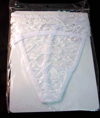 White Lace Garter Belt with Thong Nylon New Women's One Size Lingerie Fashion*