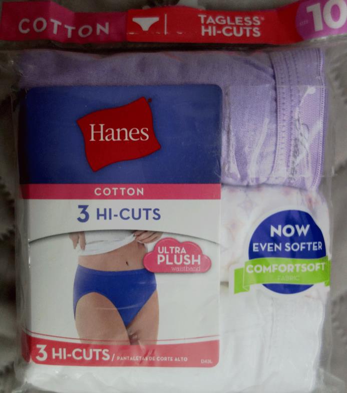 HANES 3-Hi-Cut PANTIES Women SIZE 10 Pastel colors COTTON TAG FREE New In Pkg