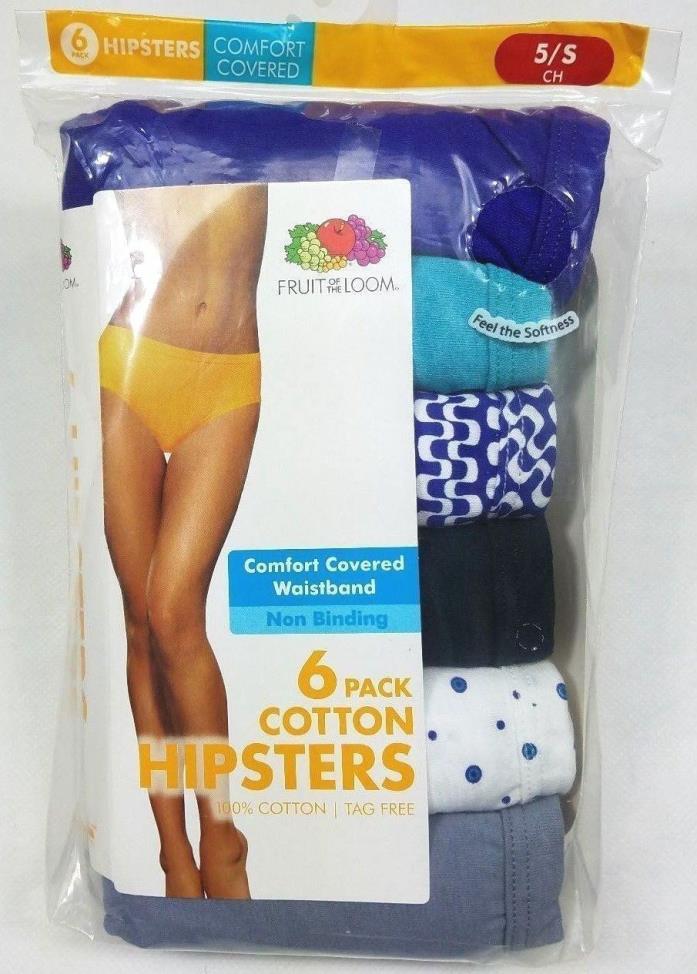 Fruit Of The Loom Womens Sz 5-Small Comfort Waistband Non Binding 6 Pack NEW