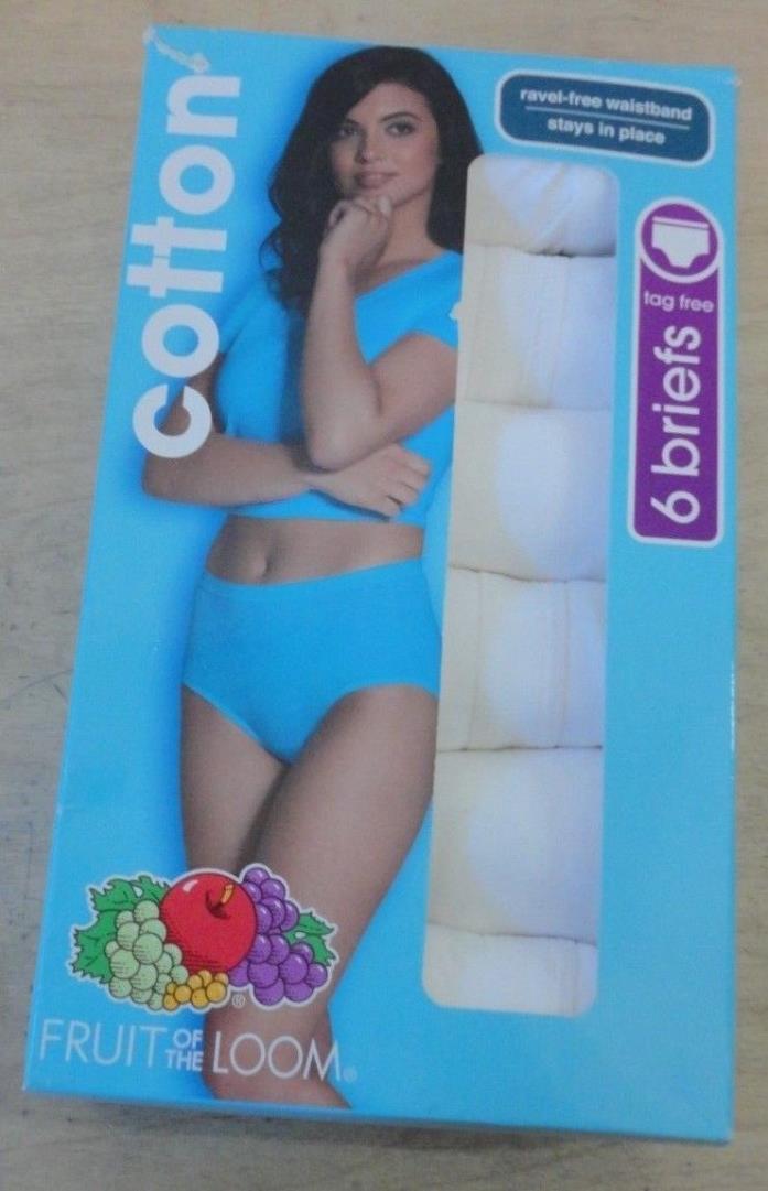 FRUIT OF THE LOOM WOMENS COTTON 6 BRIEFS SIZE 8 XL NEW OPEN PACKAGE