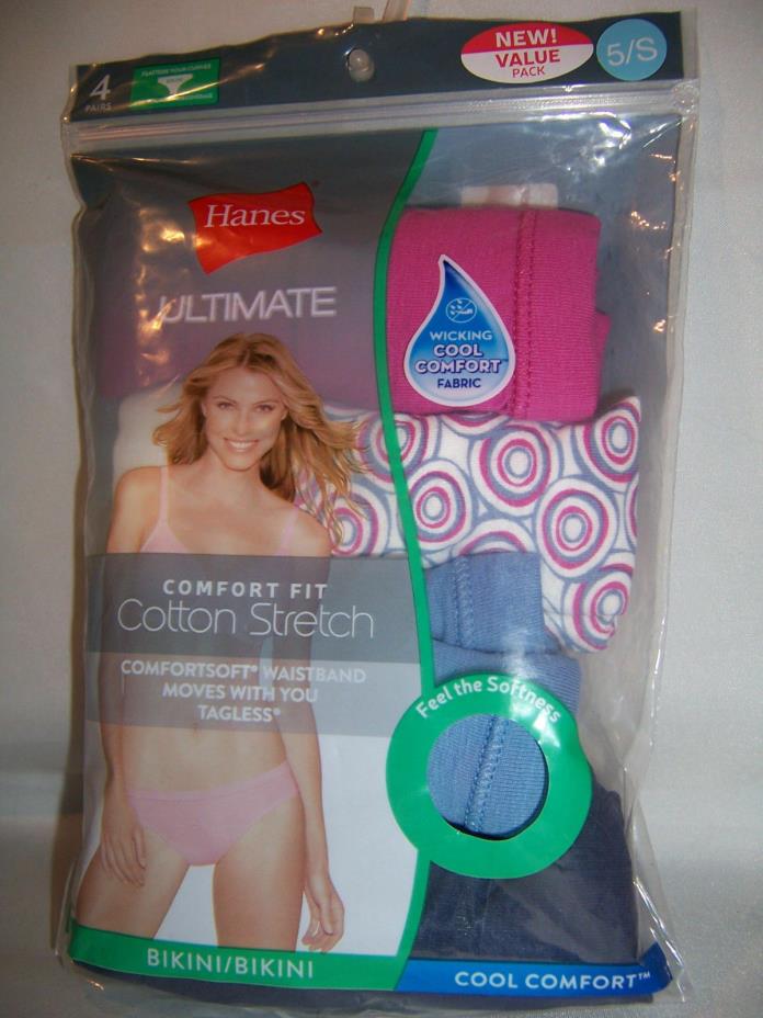 Bikini Underwear Hanes Panties Womens 4-pk 42CSWB Cool Comfort 5/S