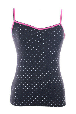 Jenni New Black Dots And Hearts Ruched-Front Camisole XS $11.99
