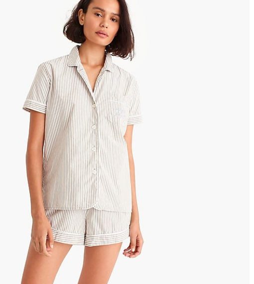 J Crew Pajama Set in Night Night Striped Shorts Shirt Sz.XS,NWT