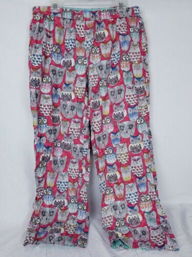 Anthropologie Eloise Owls Lounge Pajamas Sleep Pants XL Flannel