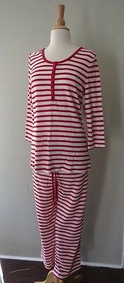 NAUTICA Women Holiday Knit Stripe Waffle Henley & Pants PJ set XL