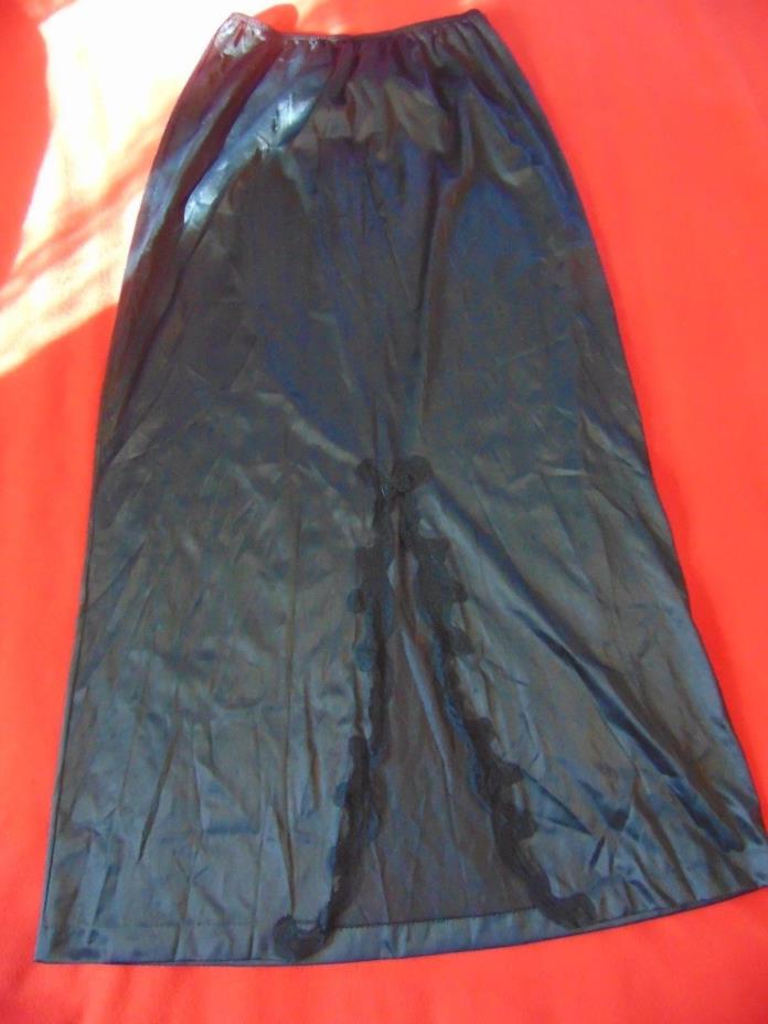 SEAR's - Formal Length BLACK Nylon Lace Trim HALF Slip - SIZE Med 37