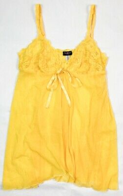 COSABELLA ITALY BABIE YELLOW LACE SHEER CHEMISE BABYDOLL SLIP DRESS SMALL