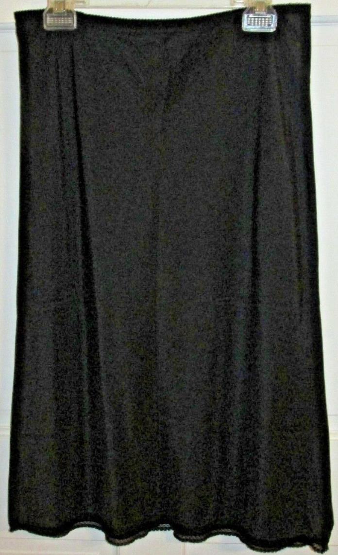 LONG BLACK A-LINE HALF SLIP, Lace Trim Around Bottom - UNBRANDED, TAGS MISSING