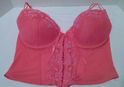 Enchanted Corset Size 42C Solid Pink Sequins Underwire Padded Cups Adjustable St